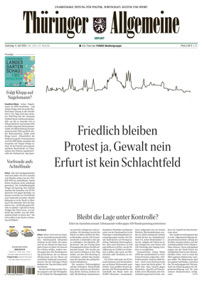 Cover of Thuringer Allgemeine (Erfurt)