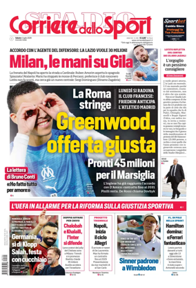 Cover of Corriere dello Sport (Lazio)