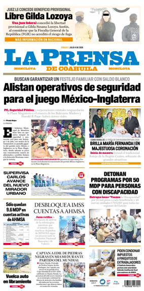 Cover of La Prensa de Coahuila