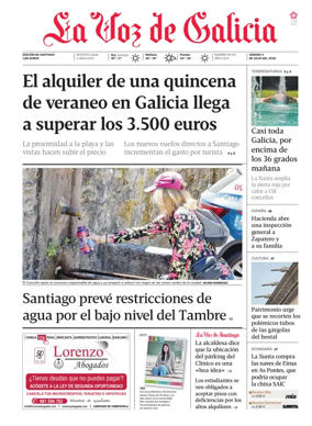 Cover of La Voz de Galicia (Santiago)