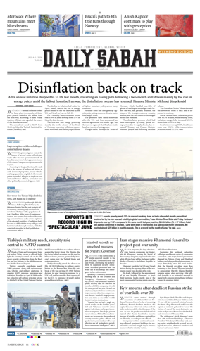 Cover of Daily Sabah (Turkey)