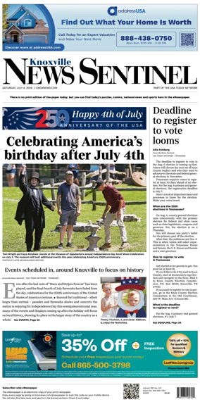 Cover of Knoxville News Sentinel