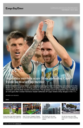 Cover of Tampa Bay Times TFP