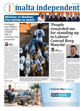 Cover of The Malta Independent on Sunday