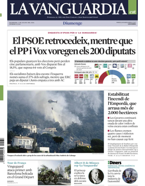 Cover of La Vanguardia (Catalonia - 1st edition)
