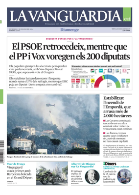 Cover of La Vanguardia (Catala)