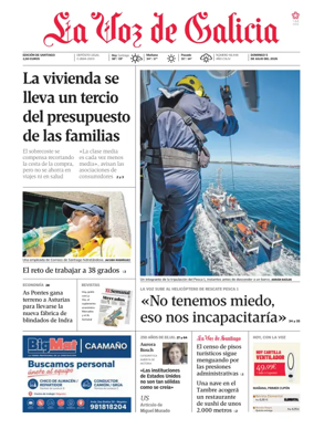 Cover of La Voz de Galicia (Santiago)