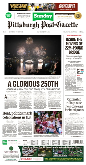 Cover of Pittsburgh Post-Gazette