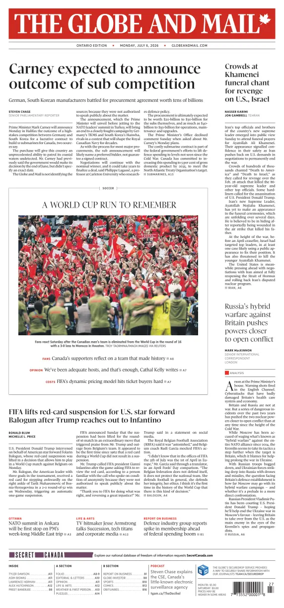 Cover of The Globe and Mail (Ontario Edition)