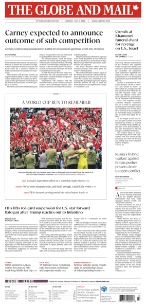 Cover of The Globe and Mail (Ottawa/Quebec Edition)