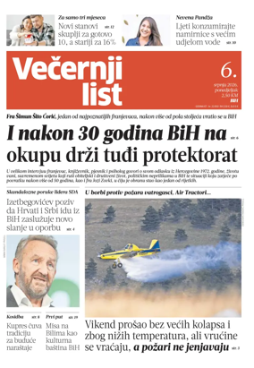 Cover of Vecernji list BiH