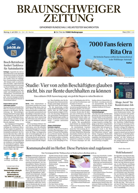 Cover of Braunschweiger Zeitung (Helmstedter Nachrichten)