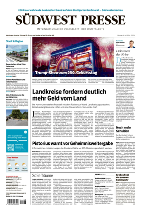 Cover of Sudwest Presse - Metzinger Uracher Volksblatt - Der Ermstalbote