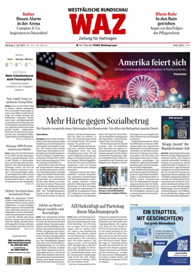 Cover of Westdeutsche Allgemeine Zeitung (Hattingen)