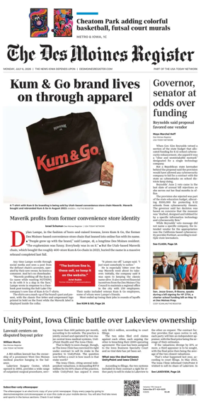 Cover of The Des Moines Register