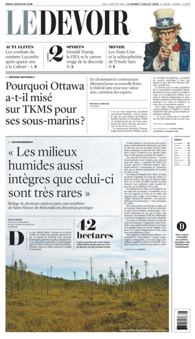 Cover of Le Devoir