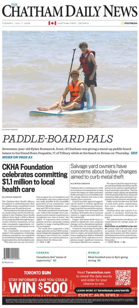 Cover of The Chatham Daily News