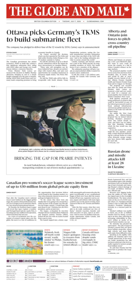 Cover of The Globe and Mail (BC Edition)