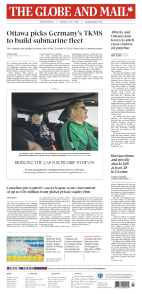 Cover of The Globe and Mail (Prairie Edition)