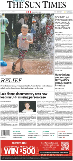 Cover of The Sun Times (Owen Sound)