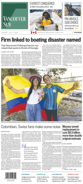 Cover of Vancouver Sun