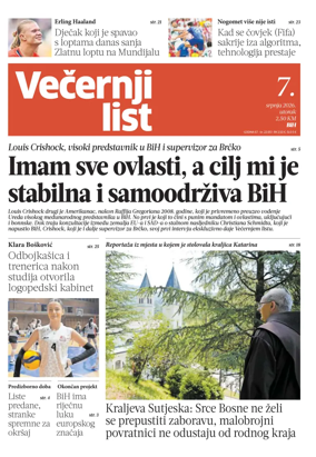 Cover of Vecernji list BiH