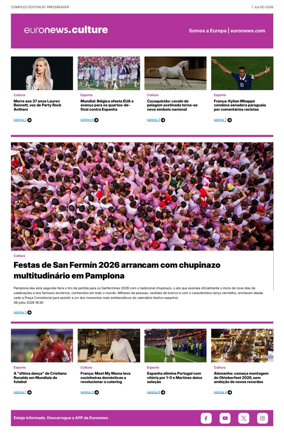 Cover of Euronews Culture and Sport (Portuguese)