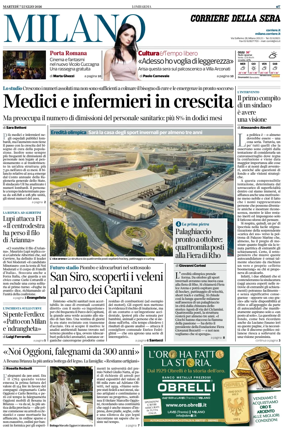 Cover of Corriere della Sera (Milano)