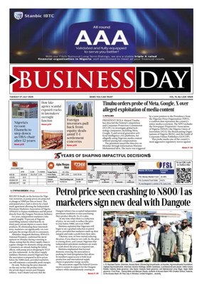 Cover of Business Day (Nigeria)