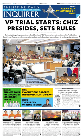 Cover of Philippine Daily Inquirer