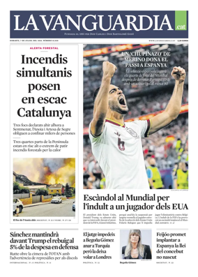Cover of La Vanguardia (Catala)