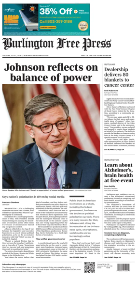 Cover of Burlington Free Press