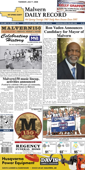 Cover of Malvern Daily Record