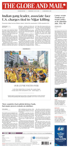 Cover of The Globe and Mail (Ontario Edition)