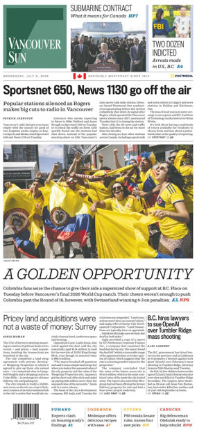 Cover of Vancouver Sun