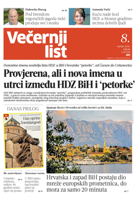 Cover of Vecernji list BiH