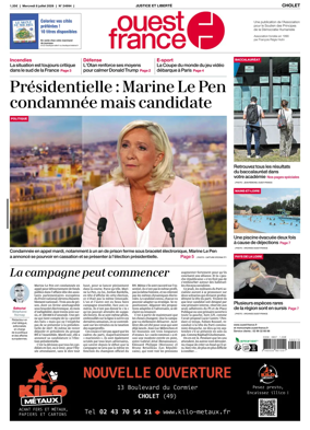 Cover of Ouest France (Cholet)
