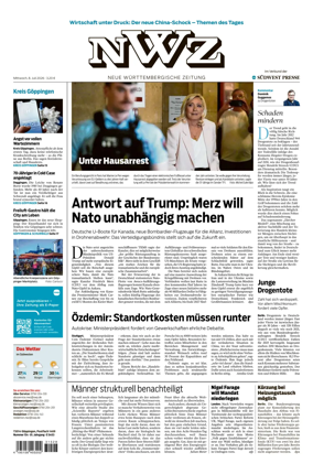 Cover of NWZ – Neue Wurttembergische Zeitung