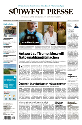 Cover of Sudwest Presse - Metzinger Uracher Volksblatt - Der Ermstalbote