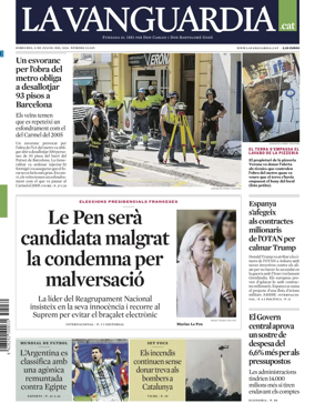 Cover of La Vanguardia (Catalonia - 1st edition)