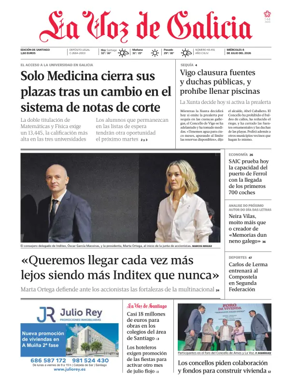 Cover of La Voz de Galicia (Santiago)