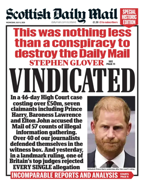 Cover of Scottish Daily Mail