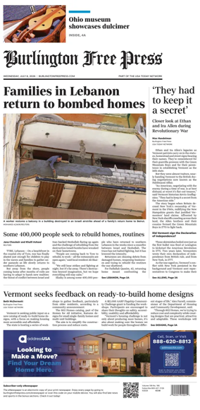 Cover of Burlington Free Press