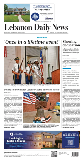 Cover of Lebanon Daily News