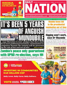 Cover of Daily Nation Newspaper