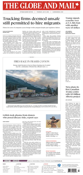 Cover of The Globe and Mail (Ottawa/Quebec Edition)
