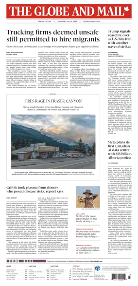 Cover of The Globe and Mail (Prairie Edition)