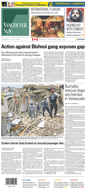 Cover of Vancouver Sun