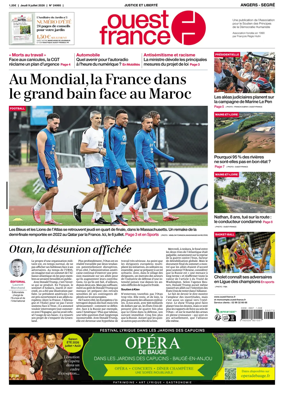Cover of Ouest France (Angers / Segre)