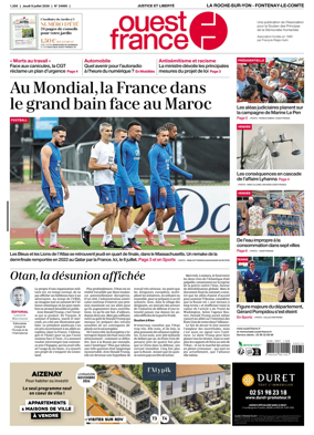 Cover of Ouest France (La Roche-sur-Yon - Fontenay-le-Comte)